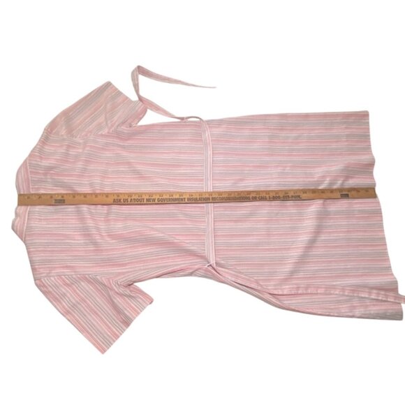 Vintage Striped Shirt Dress 12 1/2 Short Sleeve Pink Blue USA Made Modest - Picture 7 of 9